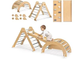 triangulo pikler de madera con arco de escalada Mamabrum